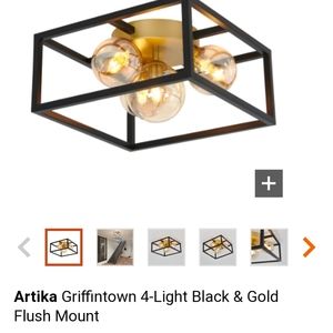 Artika Griffinton 4 light gold and black flush mount